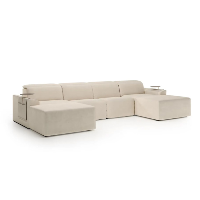 velvet fabric  living room U shape electric reclining sofa matt leather headrest electric recliner living room furniture sofa