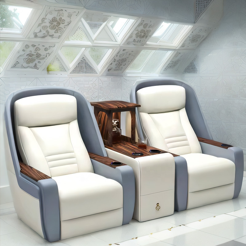 Popular Napa leather modified car seats luxury electric recliner cinema sofa  with massage function and LED light