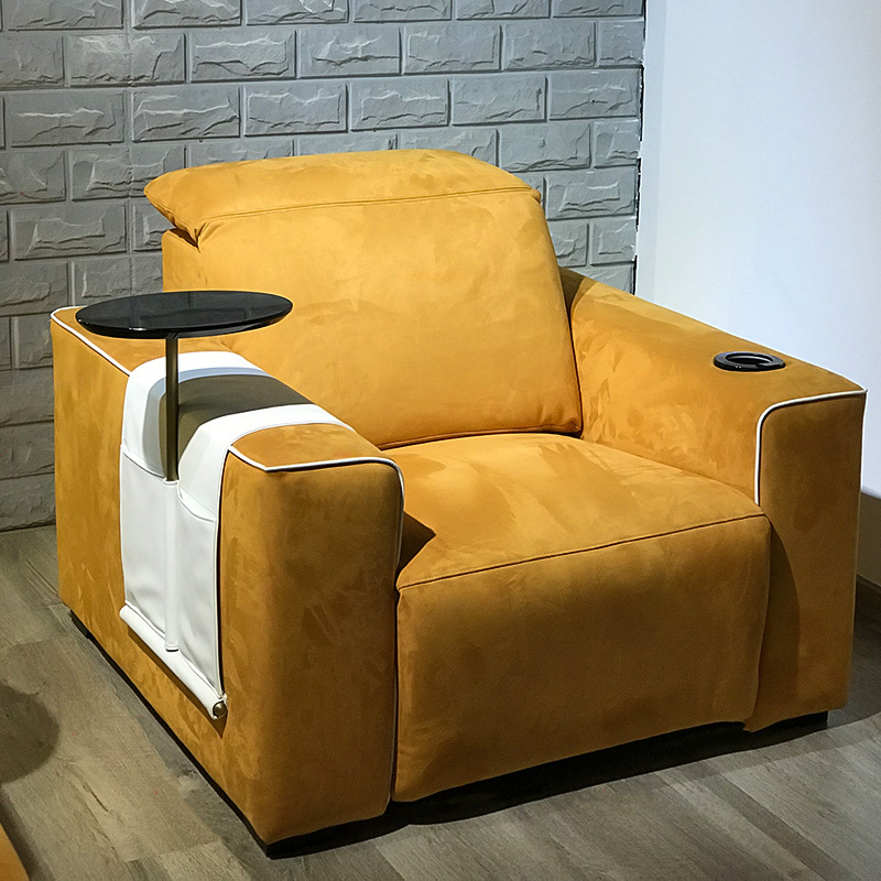 velvet fabric  living room U shape electric reclining sofa matt leather headrest electric recliner living room furniture sofa