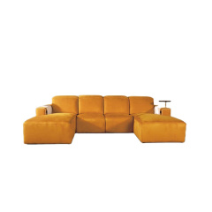 velvet fabric  living room U shape electric reclining sofa matt leather headrest electric recliner living room furniture sofa