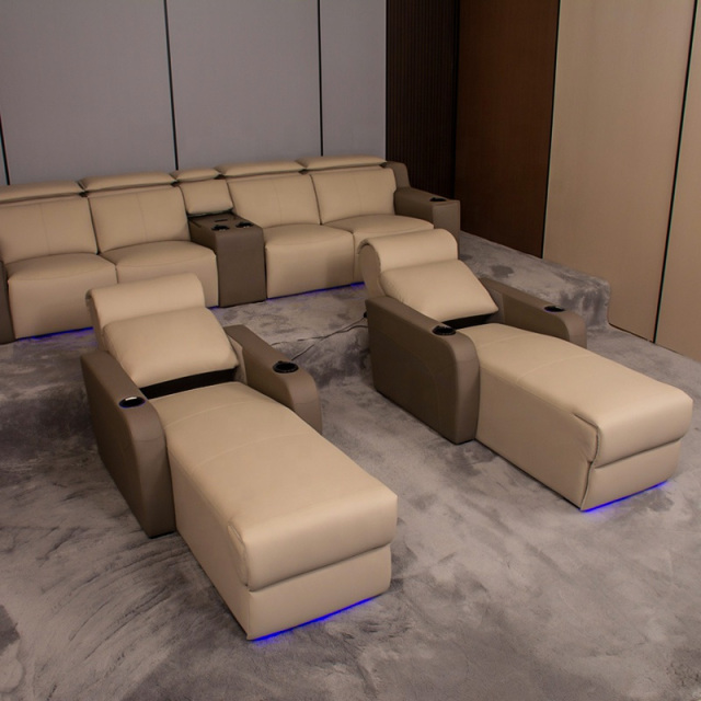 VIP home cinema sofa leather theater seats new model daybed electric recliner chair movie room seating modern private furniture