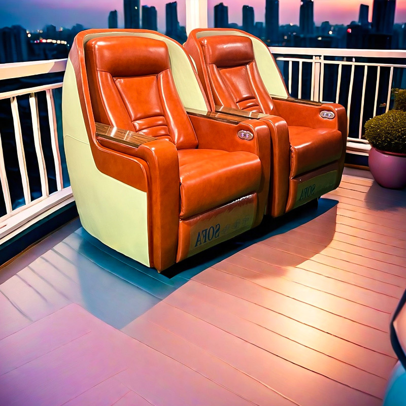 Popular Napa leather modified car seats luxury electric recliner cinema sofa  with massage function and LED light