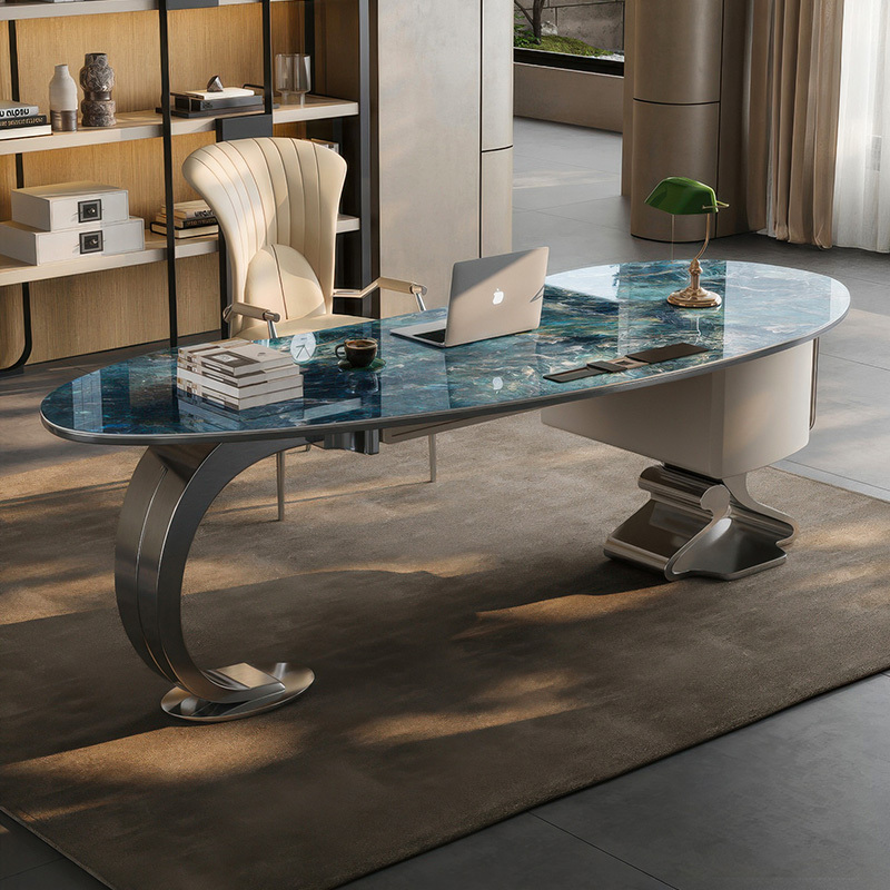 Light luxury stone desk modern simple high-end computer desk study home desk designer writing desk