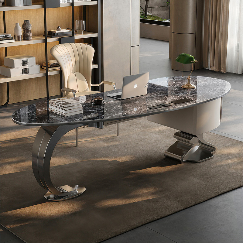 Light luxury stone desk modern simple high-end computer desk study home desk designer writing desk
