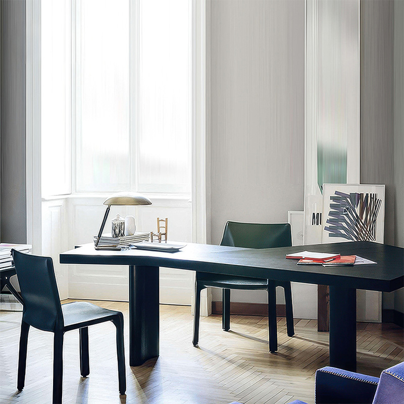 Simple modern solid wood dining table living room home dining table workbench commercial office a table two chairs wabi-Sabi wind