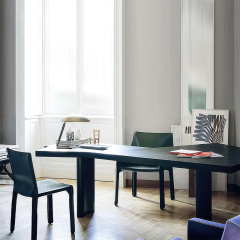 Simple modern solid wood dining table living room home dining table workbench commercial office a table two chairs wabi-Sabi wind