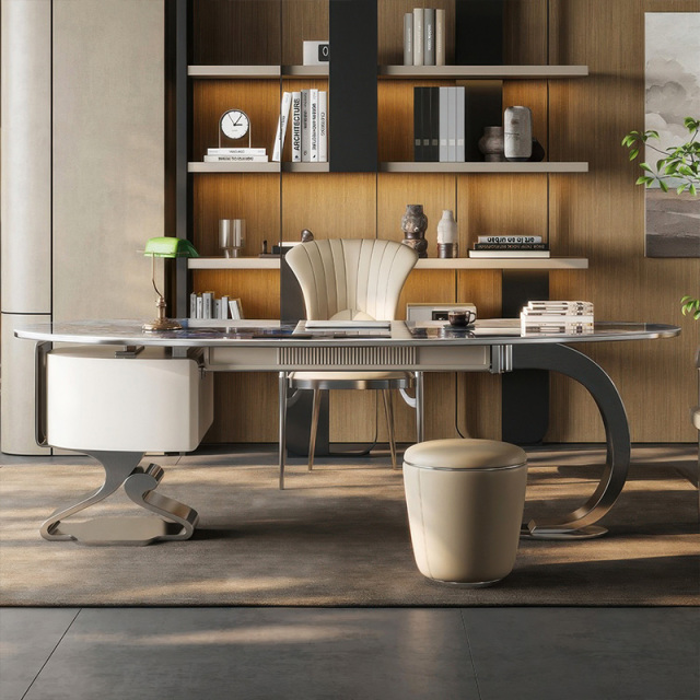 Light luxury stone desk modern simple high-end computer desk study home desk designer writing desk