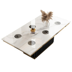 Marble rock plate smoke-free hot pot table induction cooker one hot pot restaurant barbecue table table and chair one pot commercial