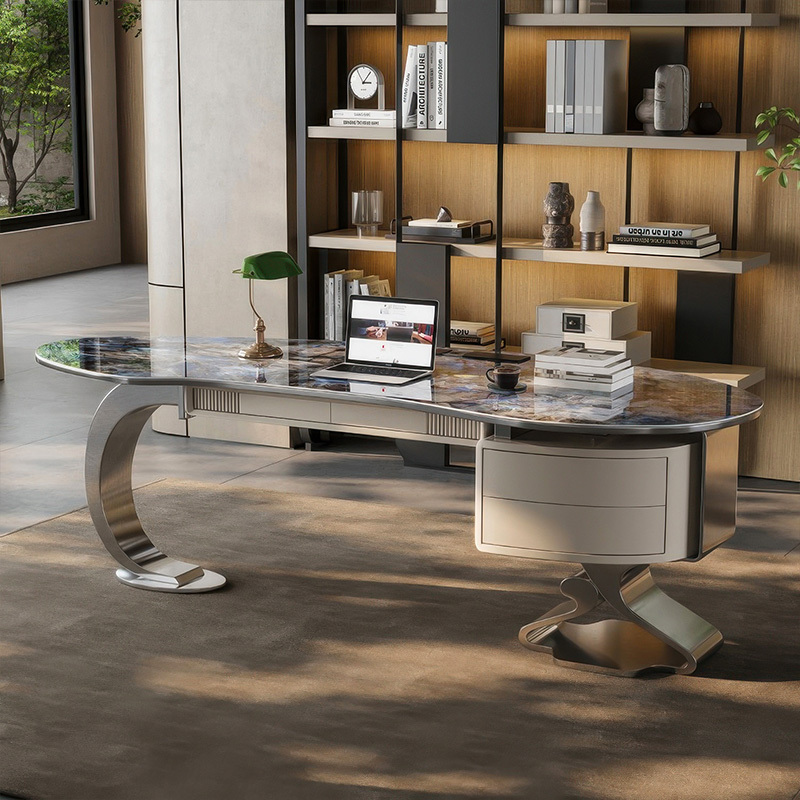 Light luxury stone desk modern simple high-end computer desk study home desk designer writing desk
