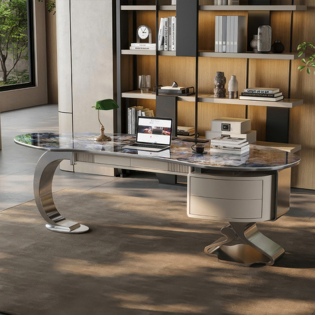 Light luxury stone desk modern simple high-end computer desk study home desk designer writing desk