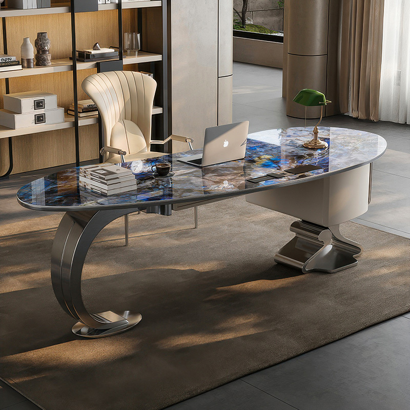 Light luxury stone desk modern simple high-end computer desk study home desk designer writing desk