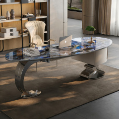 Light luxury stone desk modern simple high-end computer desk study home desk designer writing desk