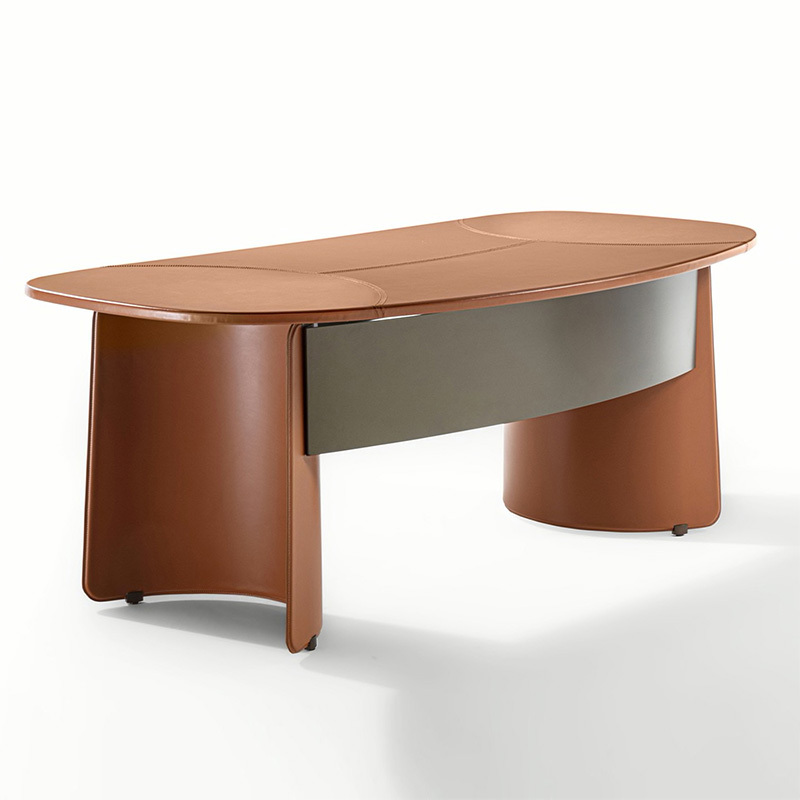 Designer large desk saddle leather creative light luxury simple modern high sense study table home desk