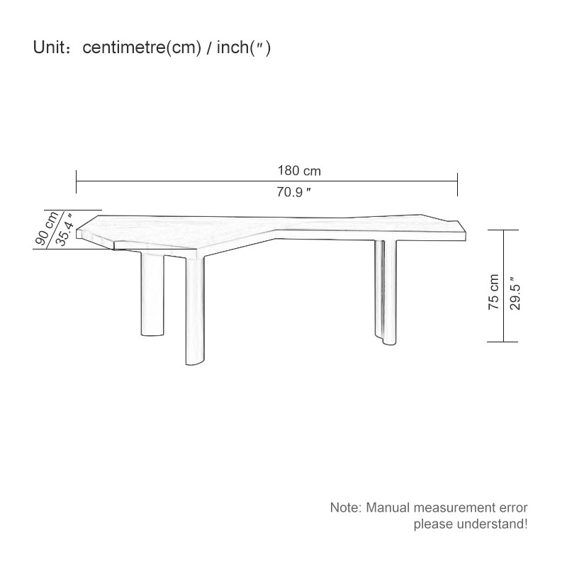 Simple modern solid wood dining table living room home dining table workbench commercial office a table two chairs wabi-Sabi wind