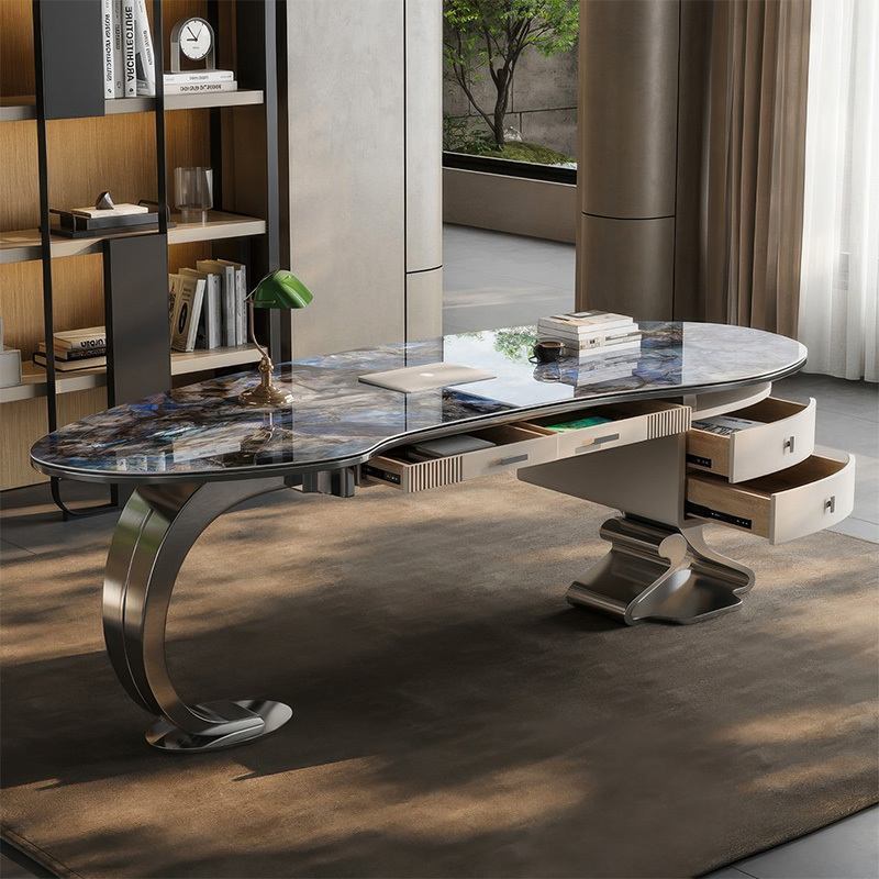 Light luxury stone desk modern simple high-end computer desk study home desk designer writing desk