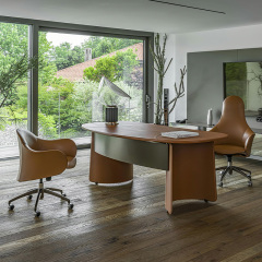 Designer large desk saddle leather creative light luxury simple modern high sense study table home desk