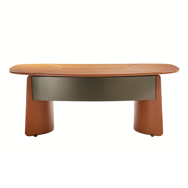 Designer large desk saddle leather creative light luxury simple modern high sense study table home desk