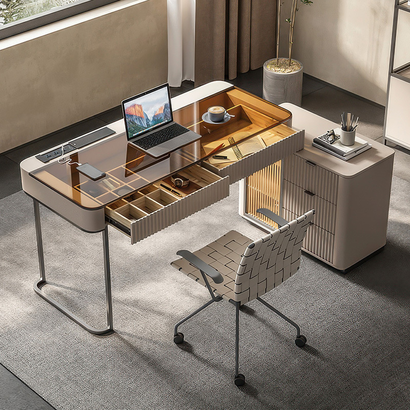 Light luxury corner desk home study telescopic computer desk small unit Nordic simple modern desk desk
