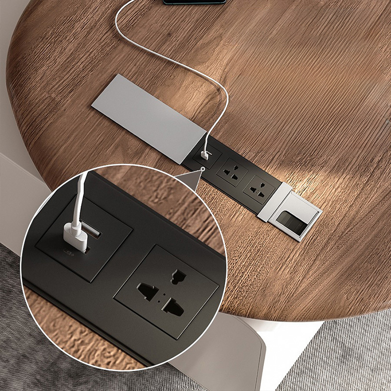 Designer shaped desk Modern light luxury living room walnut color solid wood workbench high-grade study office computer desk
