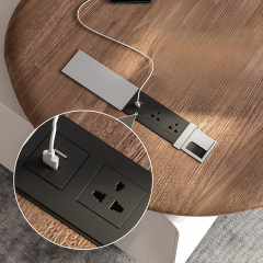 Designer shaped desk Modern light luxury living room walnut color solid wood workbench high-grade study office computer desk