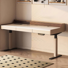 Rock lift computer desk Double motor saddle leather modern simple electric smart wireless charging study study desk