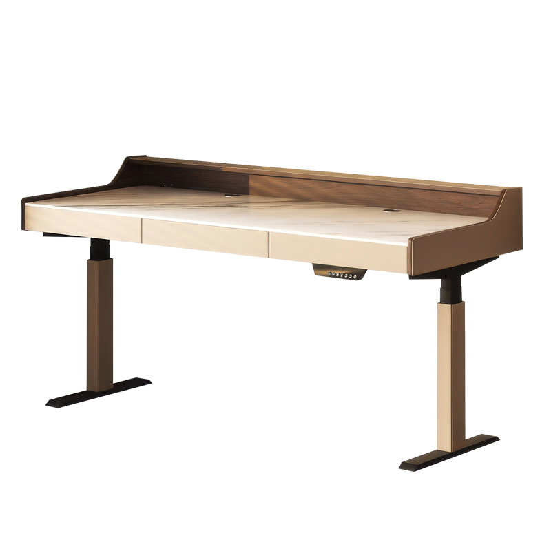 Rock lift computer desk Double motor saddle leather modern simple electric smart wireless charging study study desk
