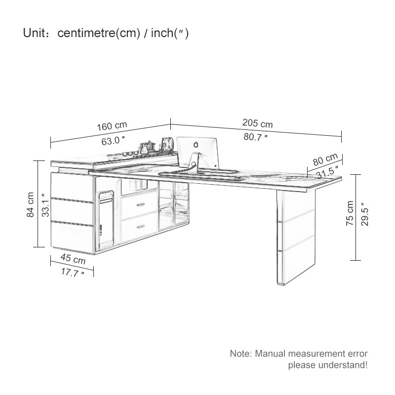 Light luxury desk tea table integrated rock board multi-functional modern boss simple corner home desk computer desk