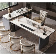 Light luxury desk tea table integrated rock board multi-functional modern boss simple corner home desk computer desk