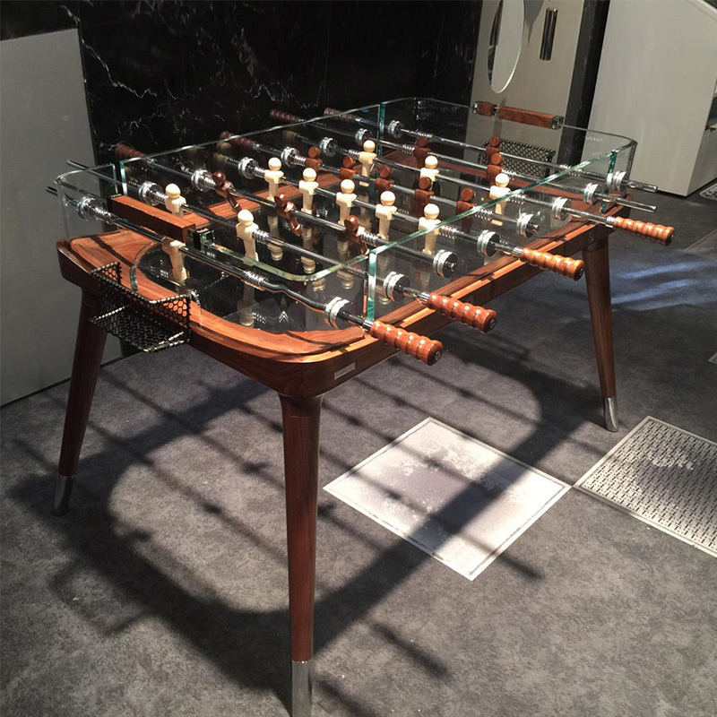 Italian table football table Cristarino game tempered glass home design art collection