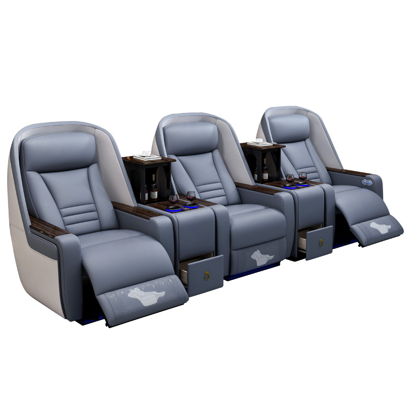 Popular Napa leather modified car seats luxury electric recliner cinema sofa  with massage function and LED light