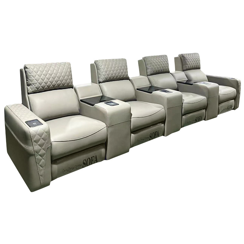 Chihu Custom electric home theater gray color recliner sofa luxury chair recliner seat with massage function and LED light