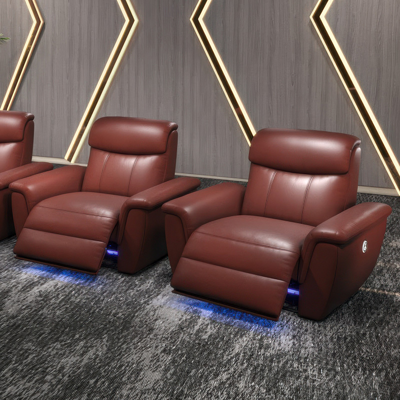 Contact surface cowhide Single seat video room private cinema sofa luxury, all-electric stretching function