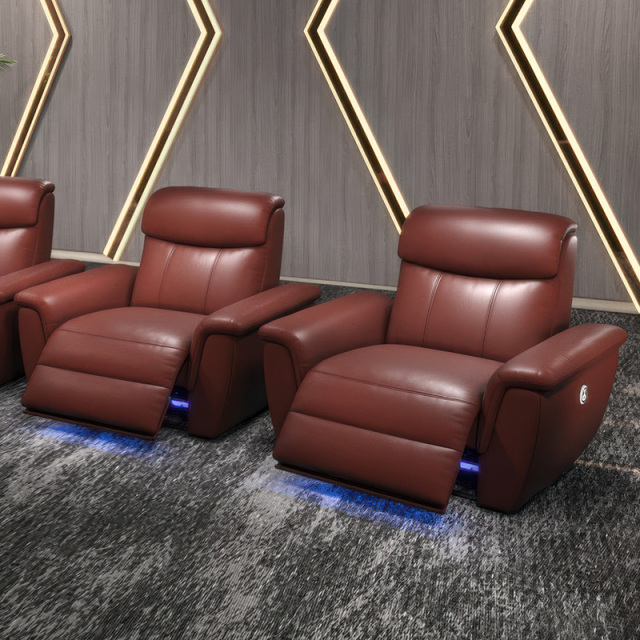 Contact surface cowhide Single seat video room private cinema sofa luxury, all-electric stretching function