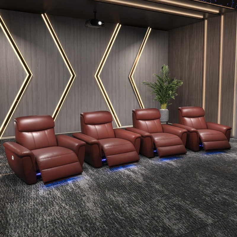 Contact surface cowhide Single seat video room private cinema sofa luxury, all-electric stretching function