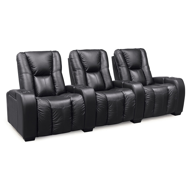 Contact surface cowhide  two-seat console video room private cinema sofa luxury, all-electric stretching function，design of refrigeration system