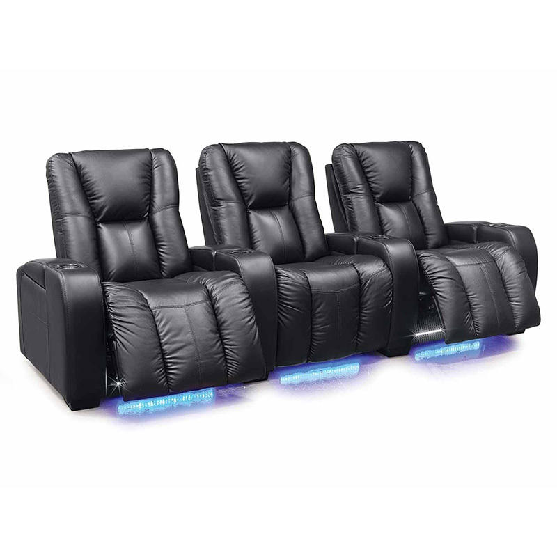 Contact surface cowhide  two-seat console video room private cinema sofa luxury, all-electric stretching function，design of refrigeration system