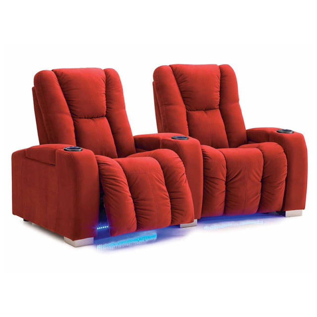 Contact surface cowhide  two-seat console video room private cinema sofa luxury, all-electric stretching function，design of refrigeration system