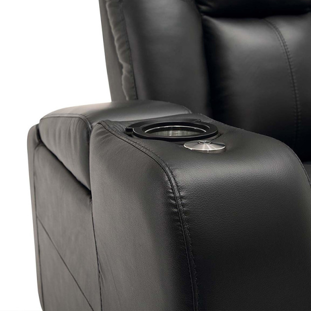 Contact surface cowhide  two-seat console video room private cinema sofa luxury, all-electric stretching function，design of refrigeration system