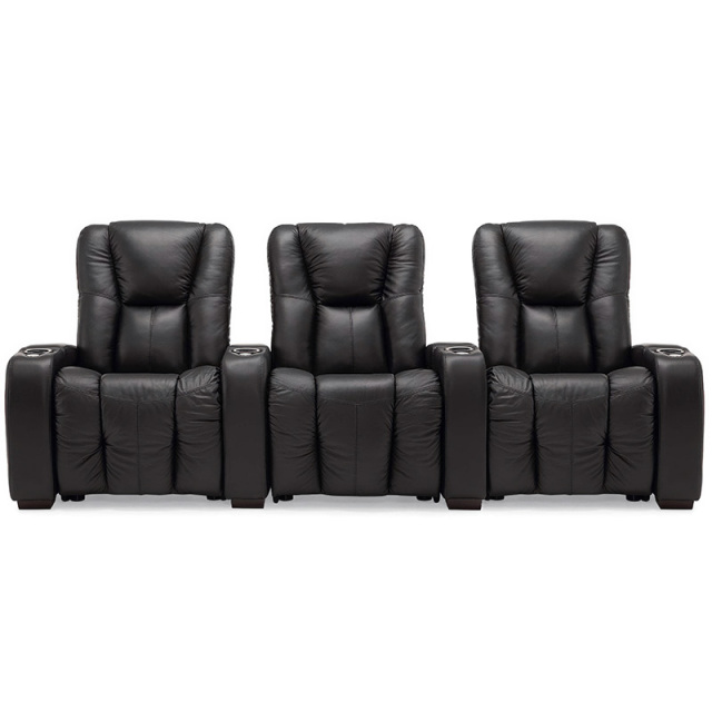 Contact surface cowhide  two-seat console video room private cinema sofa luxury, all-electric stretching function，design of refrigeration system