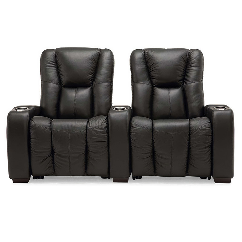 Contact surface cowhide  two-seat console video room private cinema sofa luxury, all-electric stretching function，design of refrigeration system