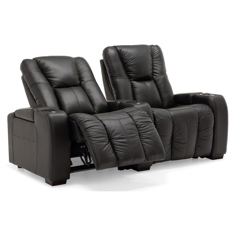 Contact surface cowhide  two-seat console video room private cinema sofa luxury, all-electric stretching function，design of refrigeration system