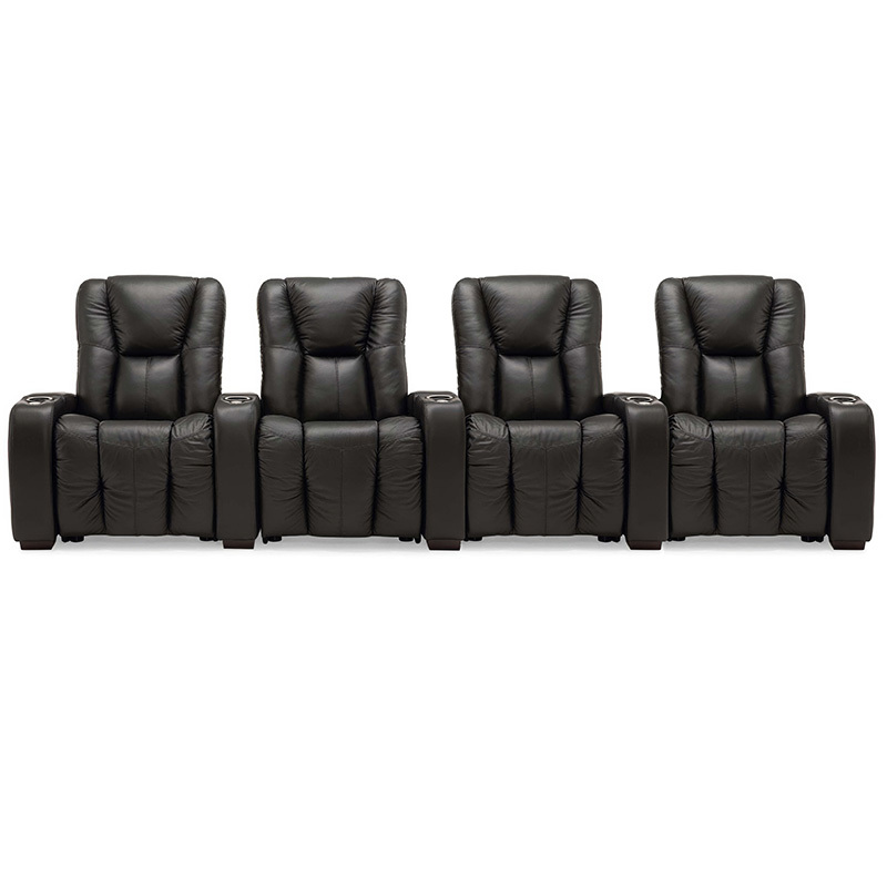 Contact surface cowhide  four-seat console video room private cinema sofa luxury, all-electric stretching function，design of refrigeration system
