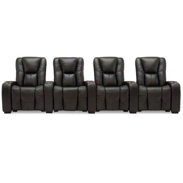 Contact surface cowhide  four-seat console video room private cinema sofa luxury, all-electric stretching function，design of refrigeration system