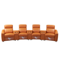 Contact surface cowhide tfour-seat and 3 middle console arc design video room private cinema sofa luxury, all-electric stretching function