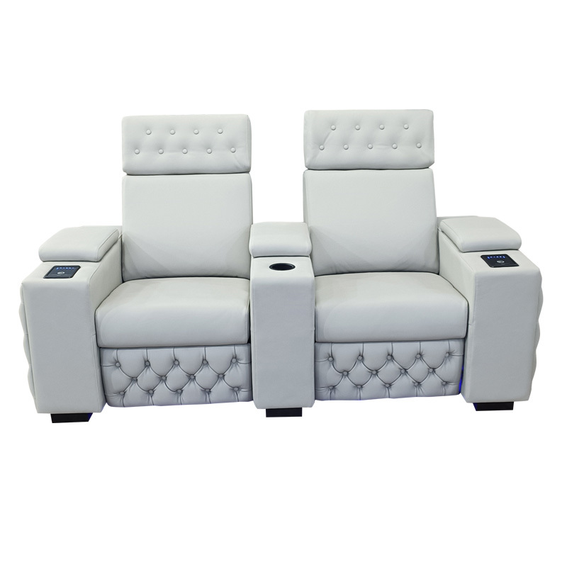 Contact surface cowhide two-seat and middle console video room private cinema sofa luxury, all-electric stretching function