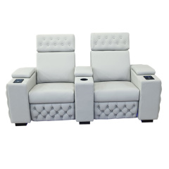 Contact surface cowhide two-seat and middle console video room private cinema sofa luxury, all-electric stretching function