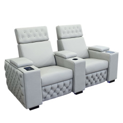 Contact surface cowhide two-seat and middle console video room private cinema sofa luxury, all-electric stretching function