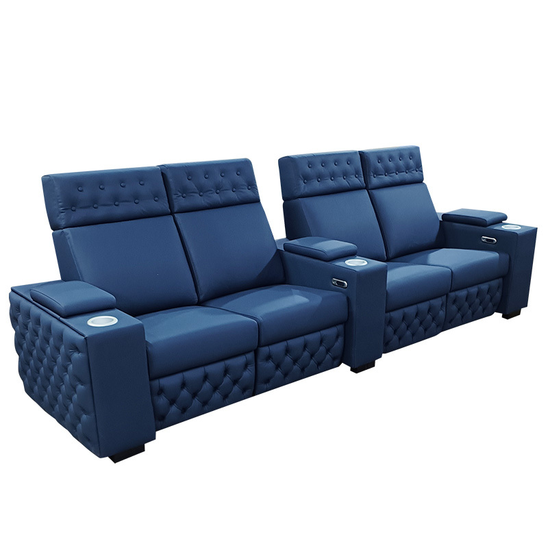 Contact surface cowhide four-seat and middle console video room private cinema sofa luxury, all-electric stretching function