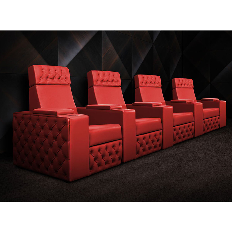 Contact surface cowhide four-seat and 3 middle console video room private cinema sofa luxury, all-electric stretching function