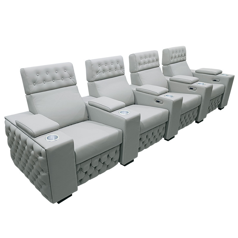 Contact surface cowhide four-seat and 3 middle console video room private cinema sofa luxury, all-electric stretching function
